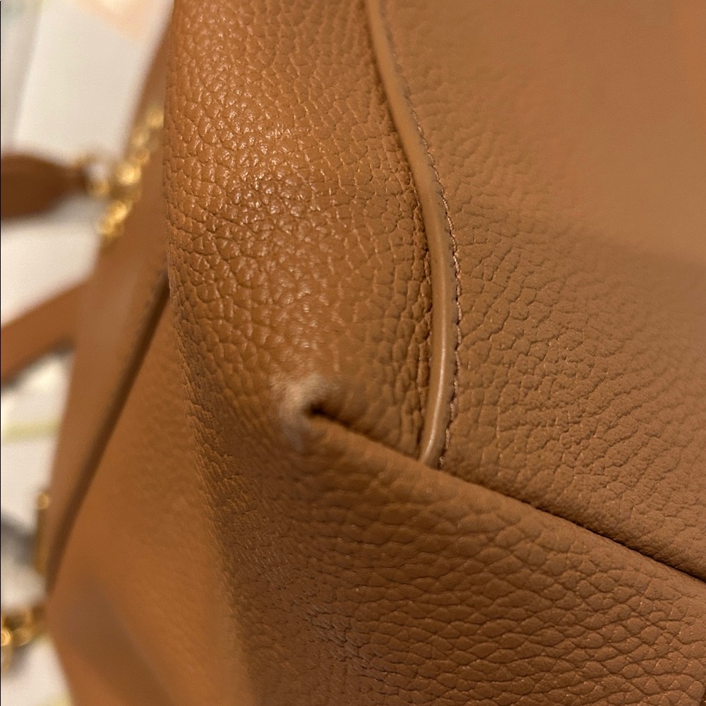 Tory Burch Brown Leather Tote with Gold Accents - Picture 9 of 13